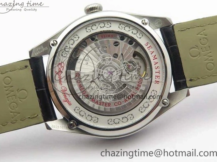 0228 Upgraded Seamaster Edizione Venezia SS Best Edition Blue Dial On Leather Strap A 8121